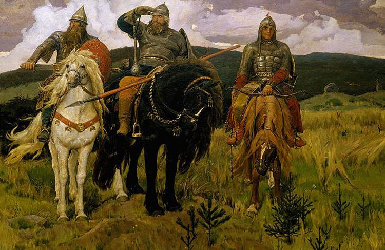 Картина В. Васнецова «Богатыри» (Илья Муромец в центре)
