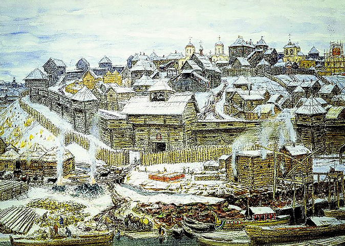 Вид на кремль при И. Калите (худ. А. М. Васнецов)