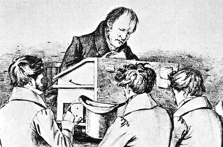 Гегель со своими берлинскими учениками. Эскиз Франца Куглера