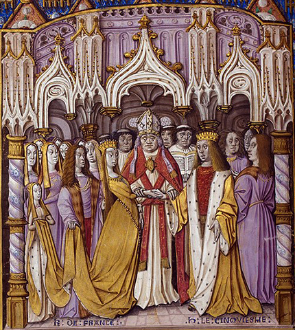 Изображение брака Генриха с Екатериной Валуа. Конец 15-го века.