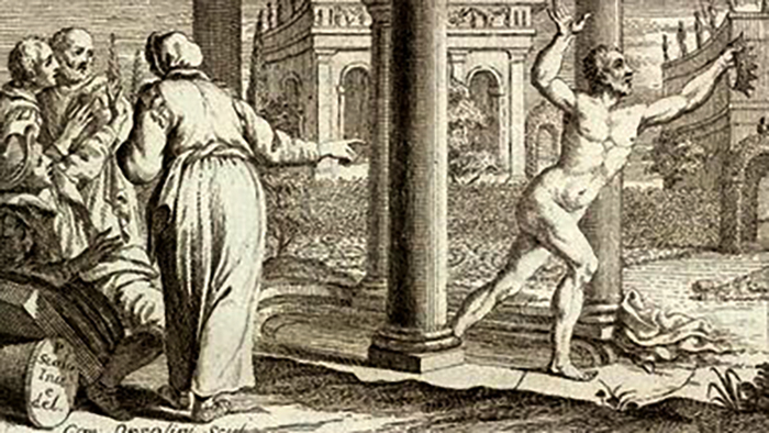 «Архимед с криком „Эврика“ бежит к царю». Худ. Г. Маззучелли (1737 г.)