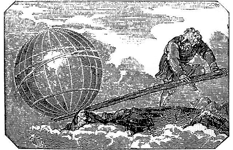 «Архимед переворачивает Землю». Гравюра (1824 г.)