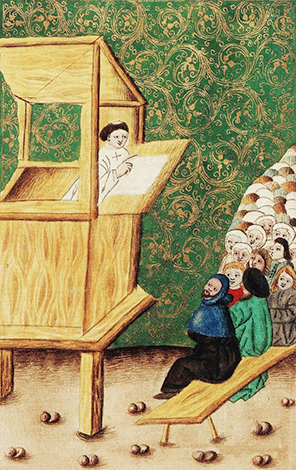 Проповедь Яна Гуса, иллюстрация из чешской рукописи, 1490-е гг.