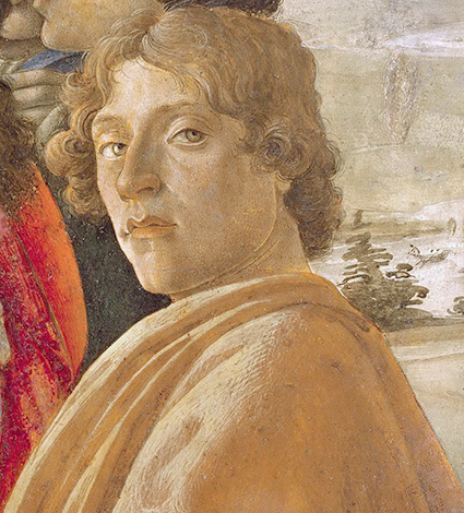 Вероятный автопортрет Боттичелли в его «Поклонения волхвов» (1475 г.)