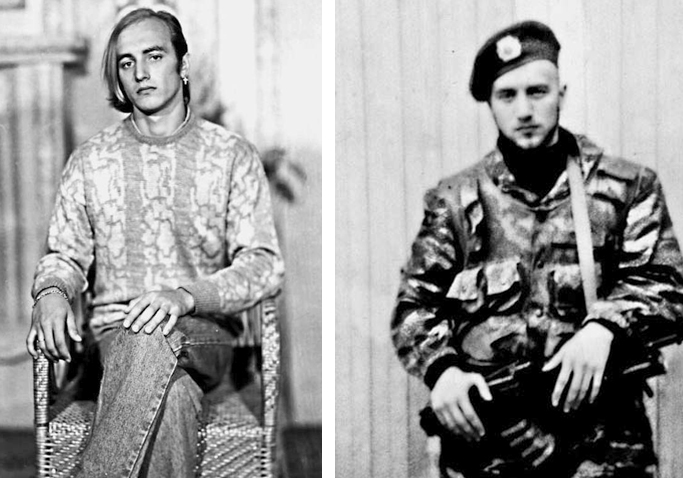 Захар Прилепин в молодости (справа в Чечне)