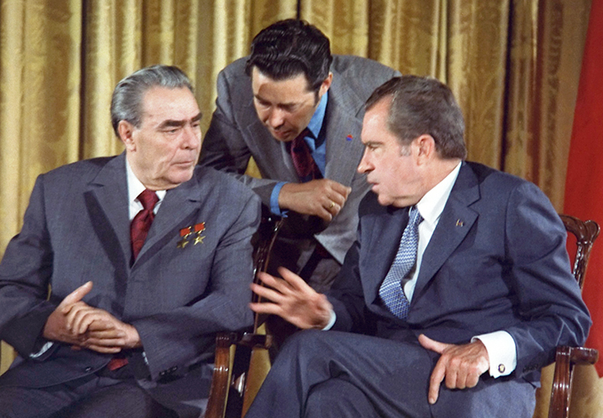 Р. Никсон и Л. Брежнев во время поездки советского лидера в США, 1973 год.