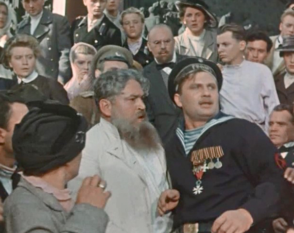 Рудольф Фурманов (средний ряд, справа в белом) в фильме «Балтийская слава» (1957)