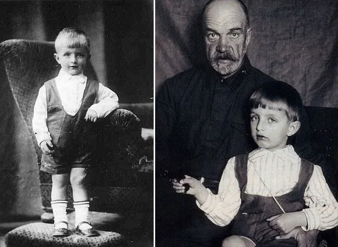 Игорь Дмитриев в детстве (справа с дедом)