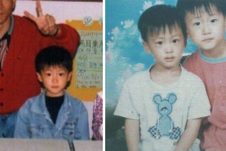 Ким Сок Джин в детстве (справа с братом)