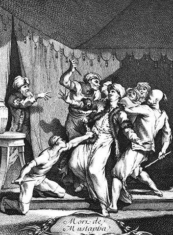 Удушение Шехзаде Мустафы. Гравюра Кл. Дюфлос, 18 век.