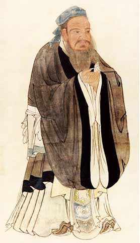Портрет Конфуция работы Цю Ин (1494–1552), династия Мин
