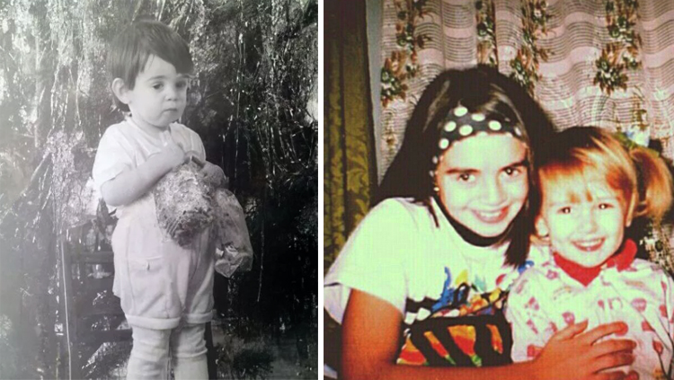 Анжелика Каширина в детстве (справа с сестрой)