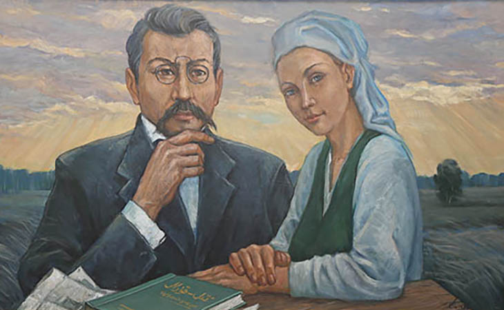 Ахмет Байтурсынов и Бадрисафа Мухамедсадыковна на картине