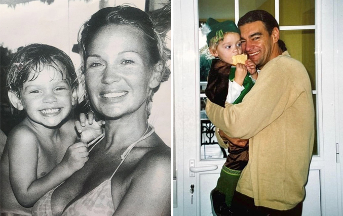 Габриель Гевара с матерью и отцом в детстве
